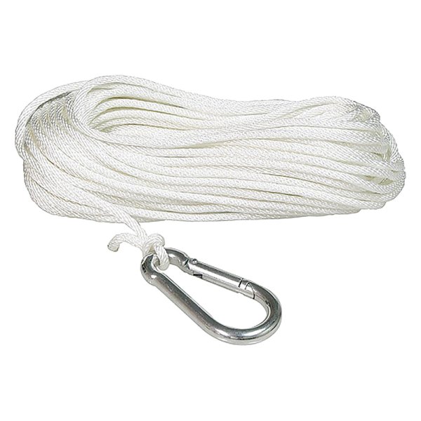 SeaSense® - 3/16" D x 100' L White Nylon Solid Braid Anchor Line with Snap Hook