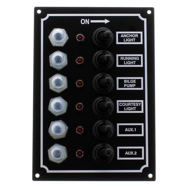 SeaSense® - 6-Gang 12 V DC 40 A Toggle Switch Panel with Circuit Breaker & LED Indicator