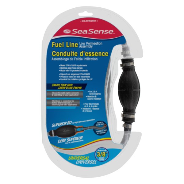 SeaSense® - Superior Flo 3/8" x 7' Type A1 Fuel Hose with Bulb, Tank & Engine Ends Connectors