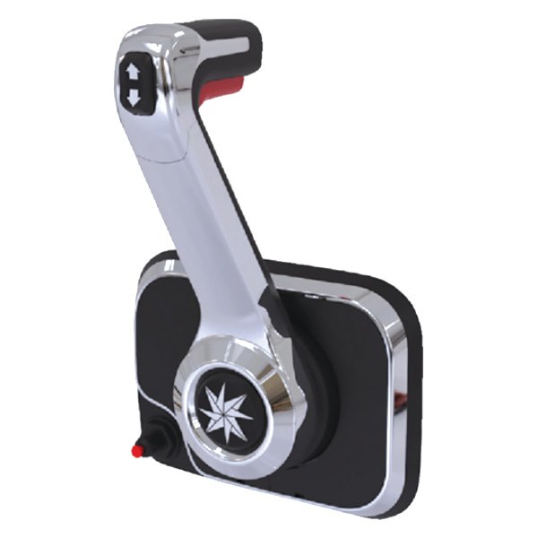 SeaStar Solutions® - Xtreme Series Chrome/Black Side Mount Single Control Station with Engine Cut Off Switch and Trim Switch