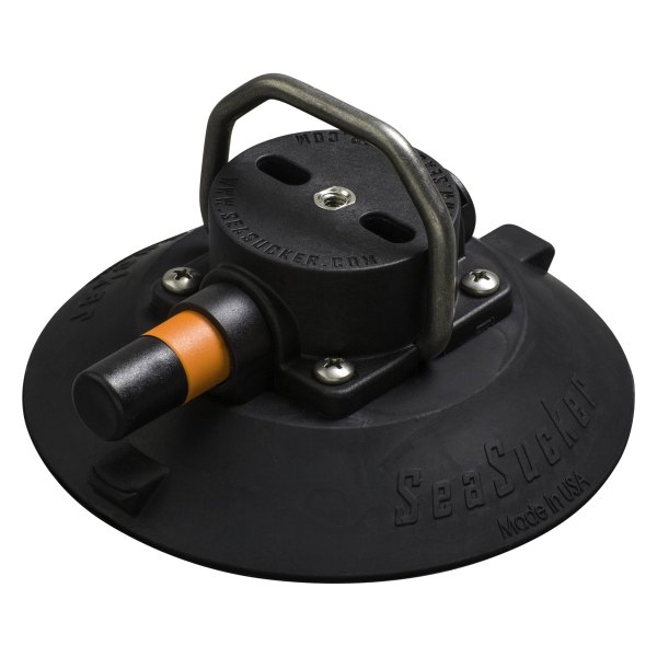 SeaSucker® - 6" Black Mount with Stainless Steel Flat-Top D-Ring