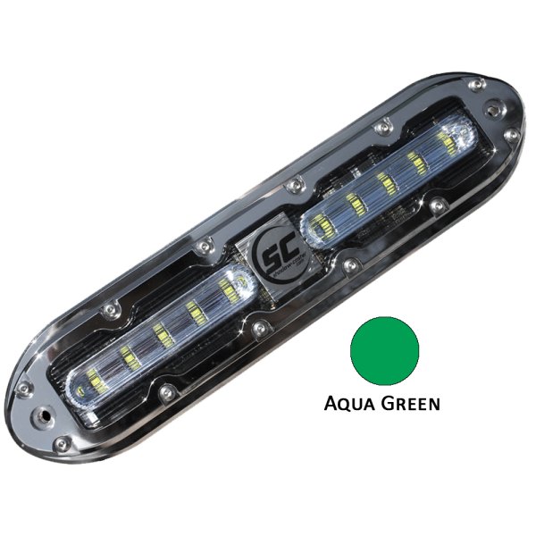 Shadow Caster® - SCM-10 10" Aqua Green 4000 lm Surface Mount Underwater LED Light with 20' Cable