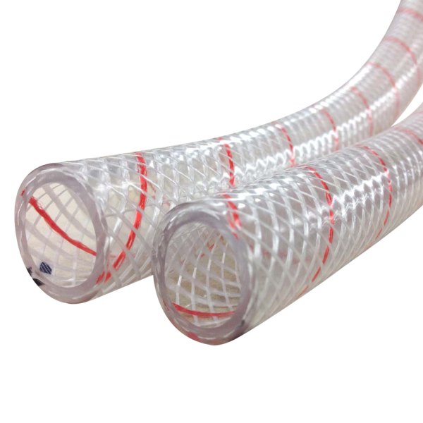 Shields Hose® - 3/8" D x 50' L Clear PVC Reinforced Fresh Water Hose with Red Tracer
