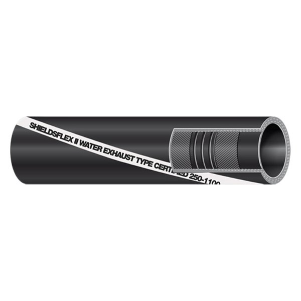 Sierra® - Shieldsflex ll 3-1/2" x 6-1/4' Black Rubber Water/Exhaust Hose with Wire