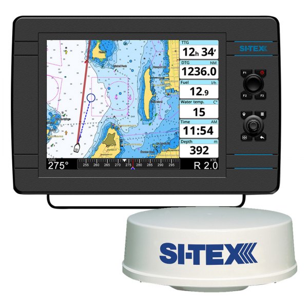 SI-TEX® - NavPro 1200F 12" Fish Finder/Chartplotter Kit with US Coastal & Rivers Continental 4D Charts and MDS-12 Radar w/o Transducer