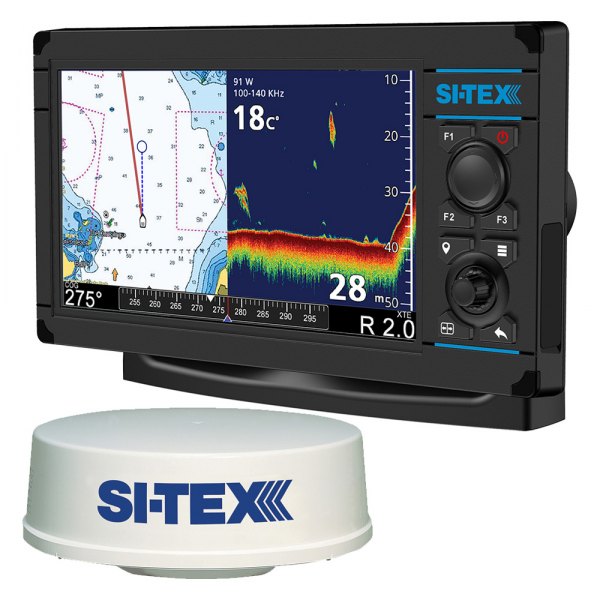 SI-TEX® - NavPro 900F 9" Fish Finder/Chartplotter Kit with US Coastal & Rivers Continental 4D Charts and MDS-12 Radar w/o Transducer