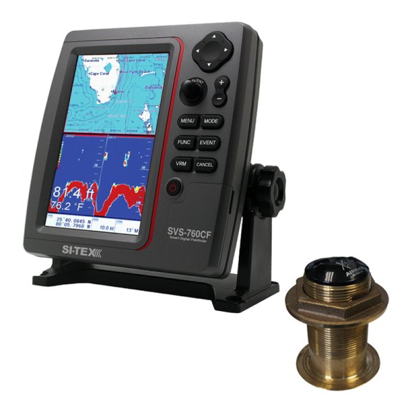 SI-TEX® - SVS-760 7.5" Fish Finder/Chartplotter with B60-12 Transducer, Basemap