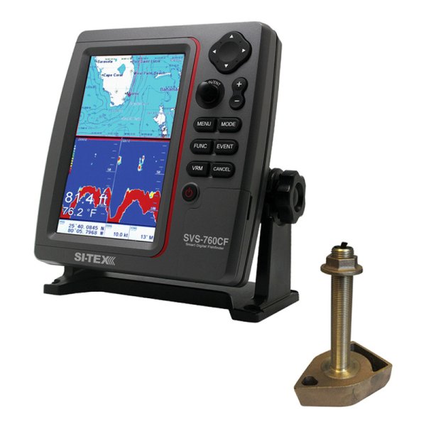 SI-TEX® - SVS-760 7.5" Fish Finder/Chartplotter with 1700/50/200T-CX Transducer, Basemap