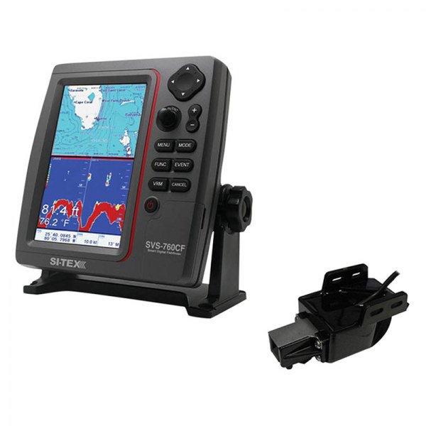 SI-TEX® - SVS-760 7.5" Fish Finder/Chartplotter with 250/50/200ST-CX Transducer, Basemap