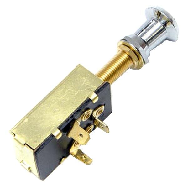 Sierra® - 12 V DC 15 A Off/On(1)/On(1&2) SPDT Heavy-Duty Push-Pull Switch with Chrome Plated Solid Brass Knob