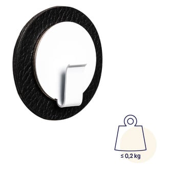 Silwy® H000-14KA-1 - "CLEVER" 2.56" W 2.56" x 0.59" H White/Black Neodymmagnet/Leather-Coating Magnetic Hook with 6.5 cm Metal-Nano-Gel-Pad