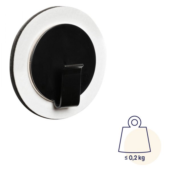 Silwy® - "CLEVER" 2.56" W 2.56" x 0.59" H Black/White Neodymmagnet/Leather-Coating Magnetic Hook with 6.5 cm Metal-Nano-Gel-Pad