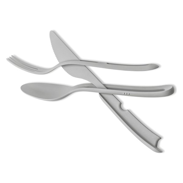 Silwy® - "TRICKY" 1.97" W x 1.38" H Gray High-Tech Plastic Cutlery Set, 3 Pieces