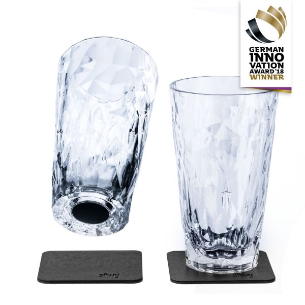 Silwy® - 300 ml Transparent High-Tech Plastic Magnetic Longdrink Glasses Set, 2 Pieces