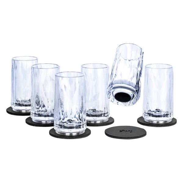 Silwy® - 40 ml Transparent High-Tech Plastic Magnetic Shot Glasses Set, 6 Pieces