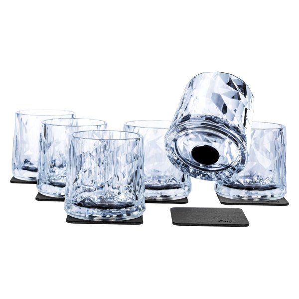 Silwy® - 250 ml Transparent High-Tech Plastic Magnetic Tumbler Glasses Set, 6 Pieces