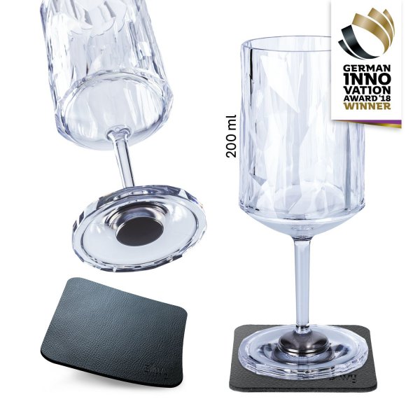 Silwy® - 200 ml Transparent High-Tech Plastic Magnetic Wine Glasses Set, 2 Pieces