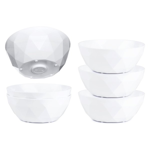 Silwy® - Super 6.3" 500 ml White High-Tech Plastic Round Magnetic Bowl Set, 6 Pieces