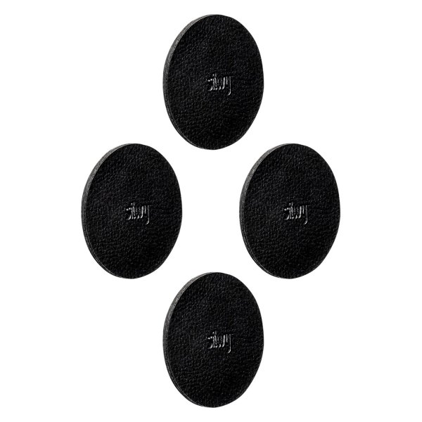 Silwy® - 2.95" W 6.5 cm x 0.12" H Black Neodymmagnet/Leather-Coating Round Metal-Nano-Gel-Pad Set, 4 Pieces