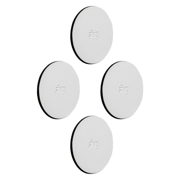 Silwy® - 2.95" W 5 cm x 0.12" H White Neodymmagnet/Leather-Coating Round Metal-Nano-Gel-Pad Set, 4 Pieces