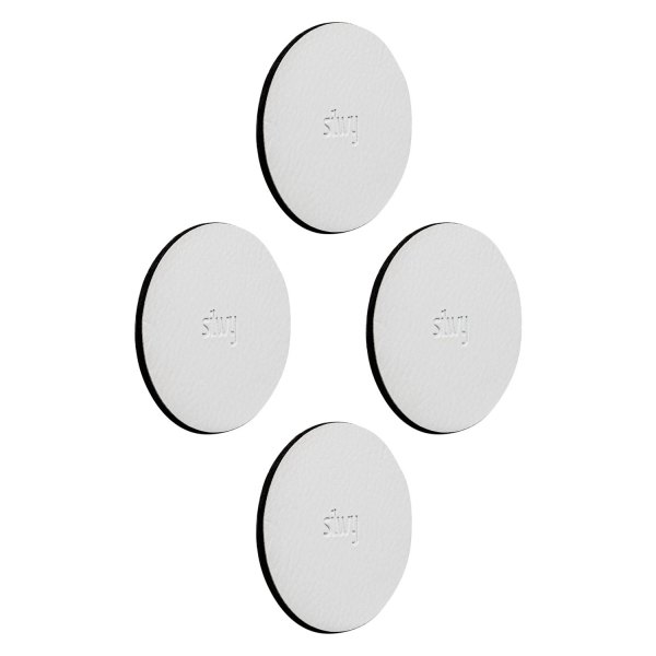 Silwy® - 2.95" W 7.5 cm x 0.12" H White Neodymmagnet/Leather-Coating Round Metal-Nano-Gel-Pad Set, 4 Pieces