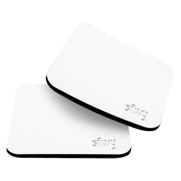 Silwy® - 3.27" W x 0.16" H White Neodymmagnet/Leather-Coating Square Metal-Nano-Gel-Pad Set, 2 Pieces