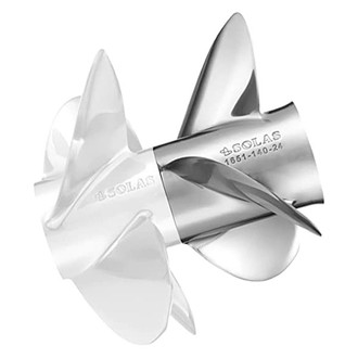 SOLAS Propellers® - B3 Dual Series 14-1/4"D x 22"P RH Rotation 3-Blade Stainless Steel Thru Hub Exhaust Front Propeller with 27 Tooth Spline Hub for MerCruiser