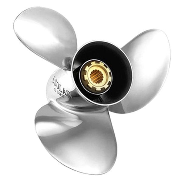 SOLAS Propellers® - New Saturn Series 13-1/4"D x 17"P RH Rotation 3-Blade Stainless Steel Thru Hub Exhaust Propeller with 15 Tooth Spline Hub for 75 hp Force
