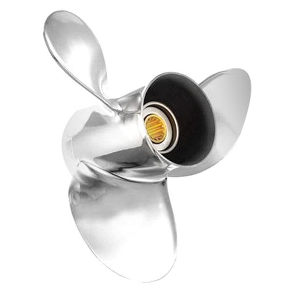SOLAS Propellers® - Saturn Series 9-1/4"D x 9"P RH Rotation 3-Blade Stainless Steel Thru Hub Exhaust Propeller with 13 Tooth Spline Hub for 8 hp Johnson/Evinrude