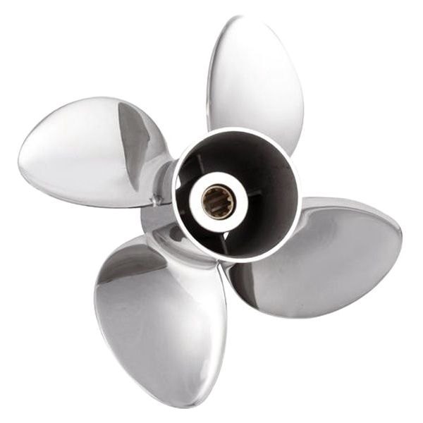 SOLAS Propellers® - New Saturn Series 10"D x 9"P RH Rotation 4-Blade Stainless Steel Thru Hub Exhaust Propeller with 10 Tooth Spline Hub for 30 hp Yamaha
