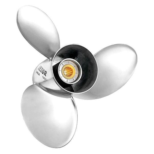 SOLAS Propellers® - Lexor Series 14-3/4"D x 23"P LH Rotation 3-Blade Stainless Steel Thru Hub Exhaust Propeller with 14 Tooth Spline Hub for 225 hp Johnson/Evinrude