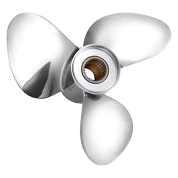 SOLAS Propellers® - Dual Prop Series 15"D x 19"P LH Rotation 3-Blade Stainless Steel Non-Thru Hub Exhaust Front Propeller with 27 Tooth Spline Hub Volvo Penta