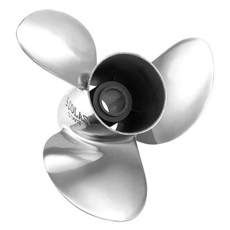 SOLAS Propellers® 9531-145-15 - Rubex NS3 Series 14-1/2"D x 15"P RH Rotation 3-Blade Stainless Steel Thru Hub Exhaust Propeller for 75 hp Tohatsu