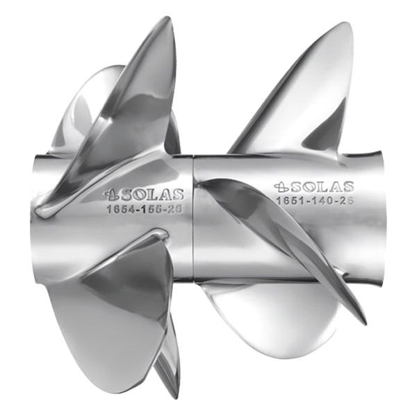 SOLAS Propellers® - B3 Dual Series 14-3/8"D x 20"P RH Rotation 3-Blade Stainless Steel Thru Hub Exhaust Front Propeller with 27 Tooth Spline Hub MerCruiser