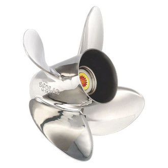 SOLAS Propellers® - HR Titan 4 Series 14-1/2"D x 15"P RH Rotation 4-Blade Stainless Steel Thru Hub Exhaust Propeller with 15 Tooth Spline Hub for 150 hp Honda