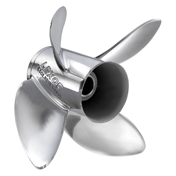 SOLAS Propellers® - Rubex L4 Series 15-1/4"D x 26"P LH Rotation 4-Blade Stainless Steel Thru Hub Exhaust Propeller for 15 hp Yamaha
