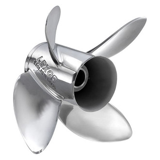 SOLAS Propellers® 9573-153-20 - Rubex L4 Series 15-1/4"D x 20"P RH Rotation 4-Blade Stainless Steel Thru Hub Exhaust Propeller for 20 hp Johnson/Evinrude