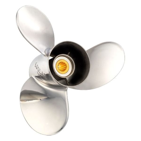 SOLAS Propellers® - Titan Series 13-1/4"D x 19"P LH Rotation 3-Blade Stainless Steel Thru Hub Exhaust Propeller with 15 Tooth Spline Hub for 90 hp Yamaha