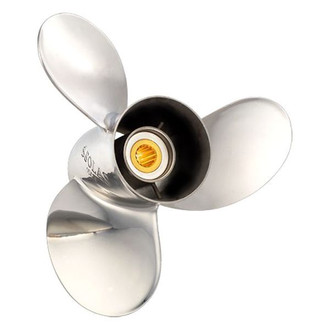 SOLAS Propellers® - Titan Series 13-1/4"D x 19"P RH Rotation 3-Blade Stainless Steel Thru Hub Exhaust Propeller with 15 Tooth Spline Hub for 140 hp Tohatsu