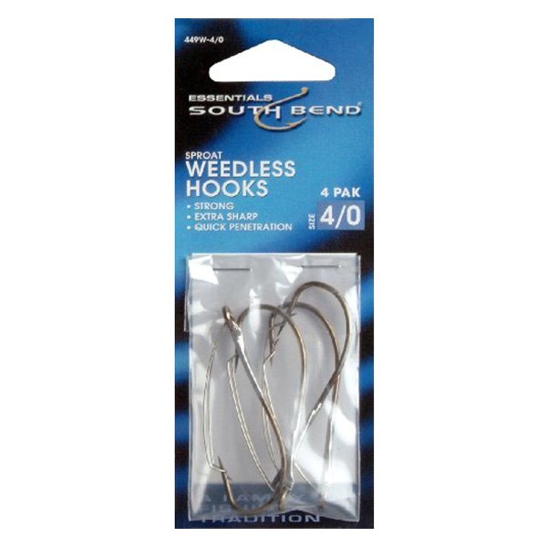 South Bend® - Bronze Sproat Weedless 4/0 Size Hooks, 4 Pieces