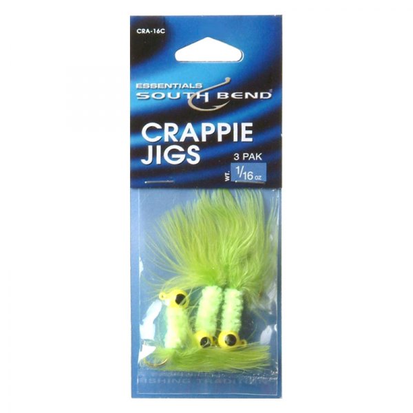 South Bend® - Handcrafted Crappie 1/16 oz. Chartreuse Jigs, 3 Pieces