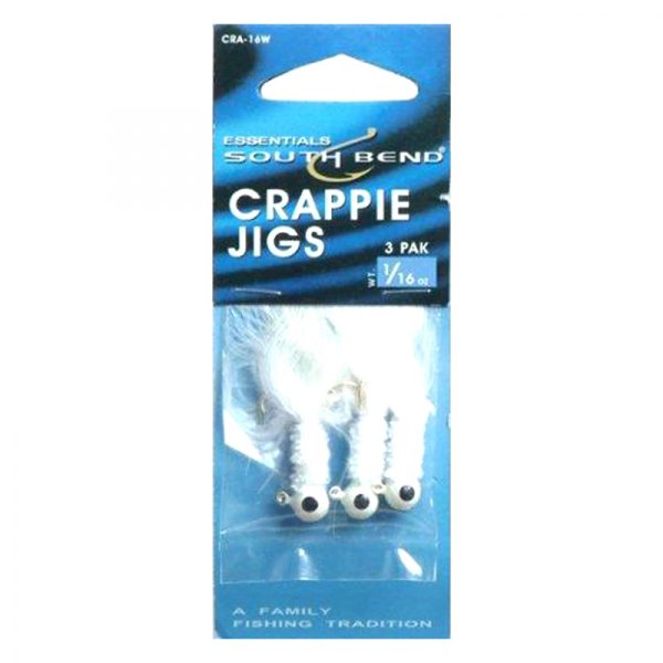 South Bend® - Handcrafted Crappie 1/16 oz. White Jigs, 3 Pieces