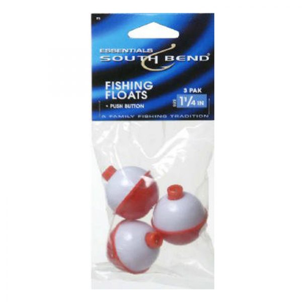 South Bend® - 1-1/4" Red/White Push Button Floats, 3 Pieces