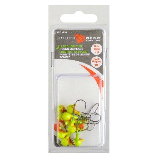 South Bend® - Non-Lead Round 1/16 oz. Chartreuse Jig Heads
