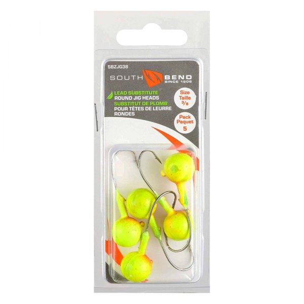 South Bend® - Non-Lead Round 3/8 oz. Chartreuse Jig Heads