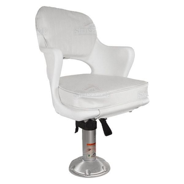  Springfield Marine® - Commodore 19" H x 20" W x 16" D White Helm Seat with Adjustable Pedestal & Seat Mount