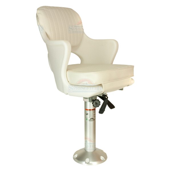  Springfield Marine® - Commodore 19" H x 20" W x 16" D White Helm Seat with Fixed Pedestal & Seat Mount