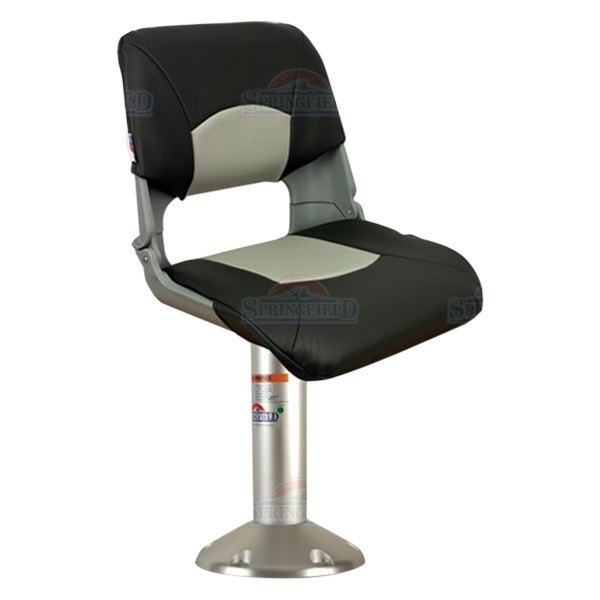  Springfield Marine® - Skipper 18" H x 20" W x 17" D Gray/Charcoal Fold-Down Boat Seat with Pedestal & Seat Mount