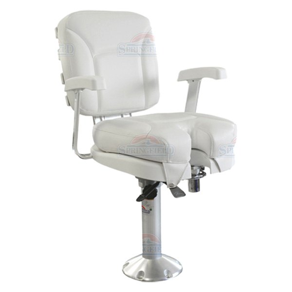  Springfield Marine® - 22" H x 22" W x 21.5" D White Ladderback Boat Seat with Gimbal, Fixed Pedestal & Seat Mount