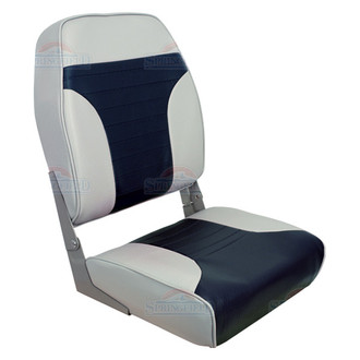 Springfield Marine® - 21.5" H x 16" W x 15.5" D Gray/Blue High Back Folding Boat Seat